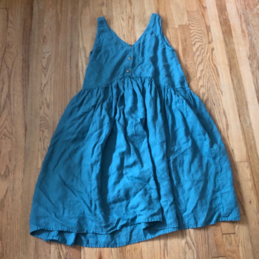 Notperfectlinen Volume Dress, Teal